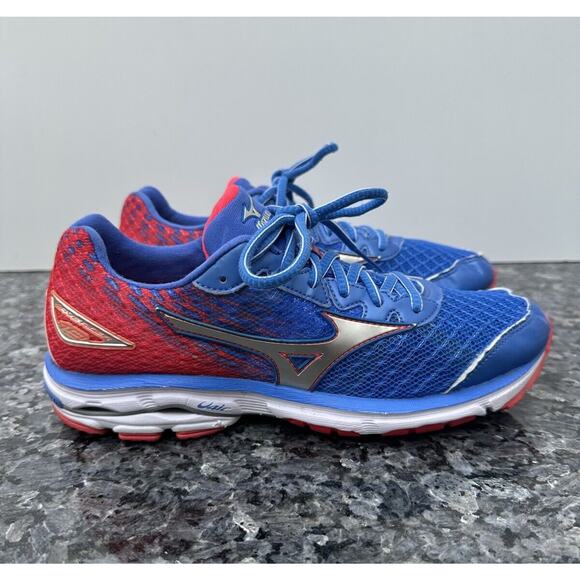 Mizuno Shoes - Mizuno Wave Rider 19 Blue Red Running Shoes Women’s Size 10